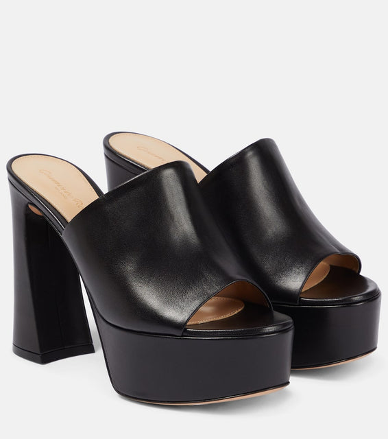 Gianvito Rossi Holly leather platform mules