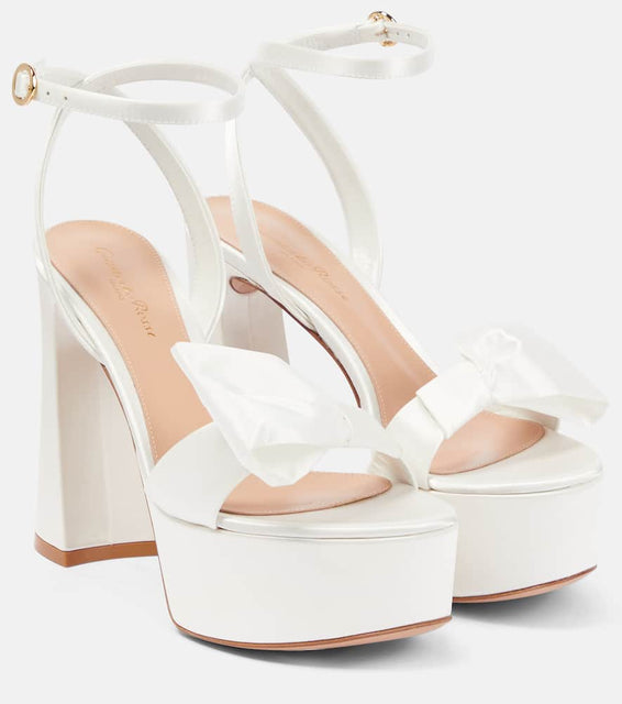 Gianvito Rossi Bow-trimmed satin platform sandals