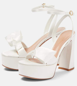 Gianvito Rossi Bow-trimmed satin platform sandals