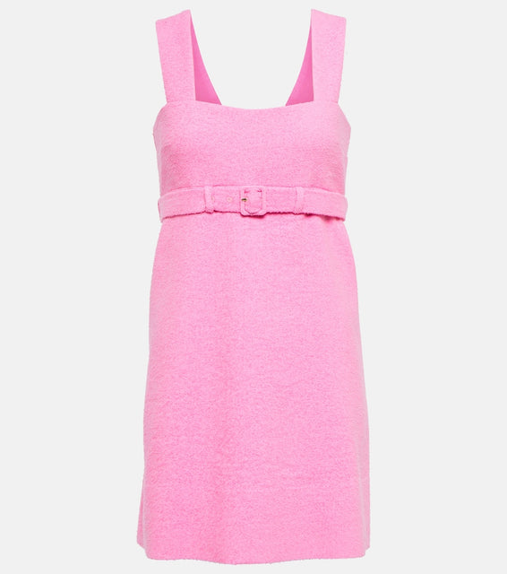 Patou Belted cotton-blend tweed minidress