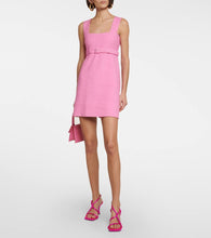 Patou Belted cotton-blend tweed minidress