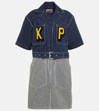 Kenzo Belted striped denim minidress