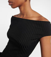 Ami Paris Ribbed-knit off-the-shoulder minidress