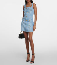 Balmain Embellished denim minidress