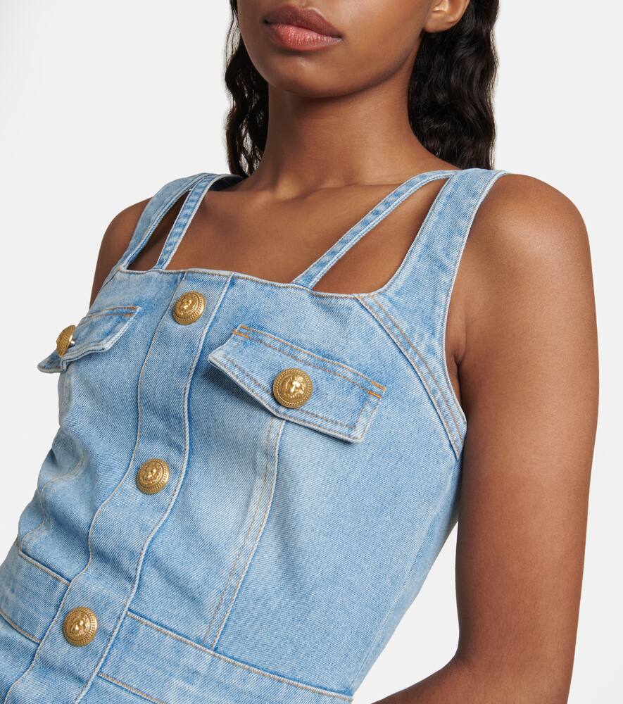 Balmain Embellished denim minidress