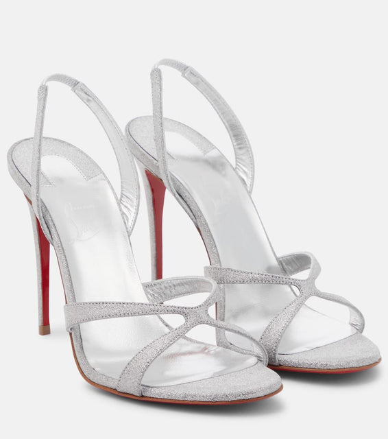 Christian Louboutin Emilie glittered leather slingback sandals