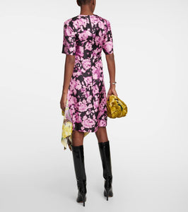 Dries Van Noten Asymmetric floral satin minidress