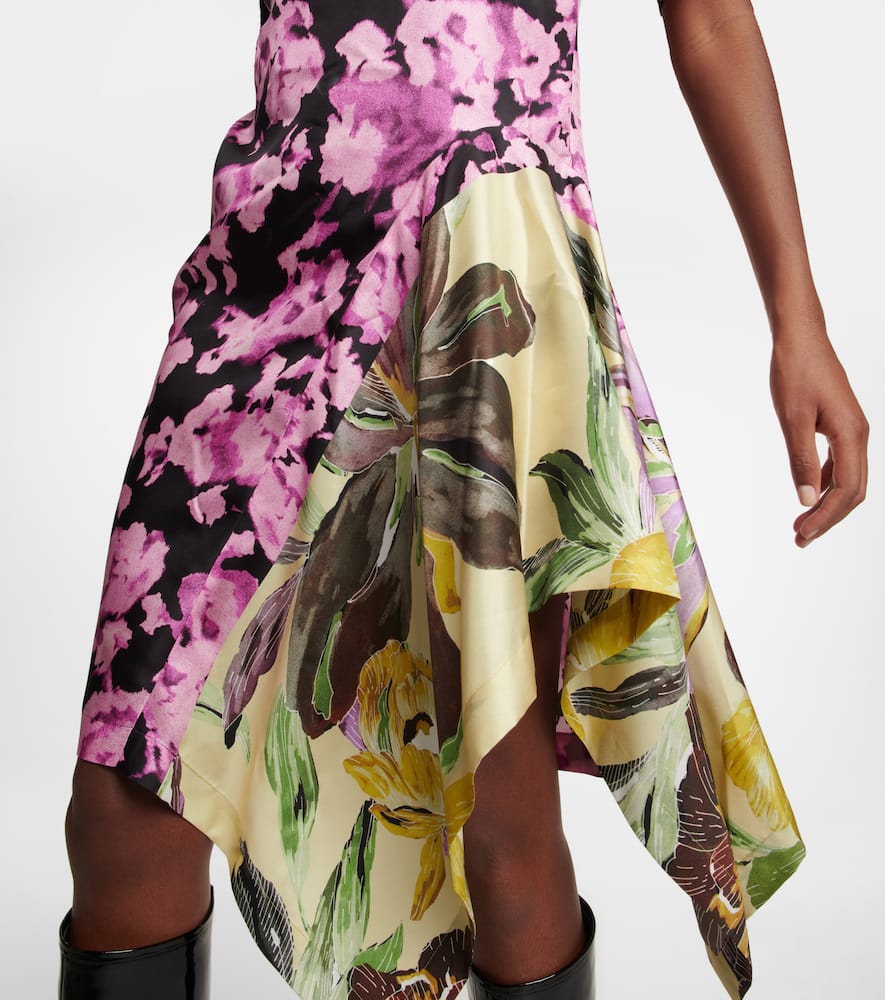 Dries Van Noten Asymmetric floral satin minidress