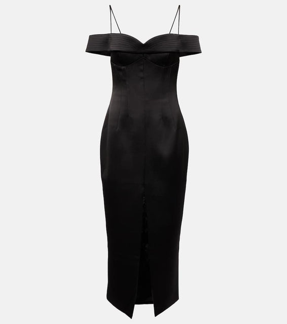 Rasario Off-shoulder satin midi dress