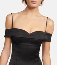 Rasario Off-shoulder satin midi dress