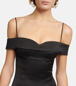 Rasario Off-shoulder satin midi dress