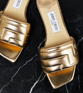 Jimmy Choo Themis metallic leather slides