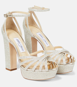 Jimmy Choo Isra glitter platform sandals