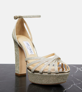 Jimmy Choo Isra glitter platform sandals