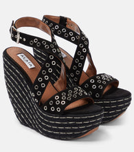 Alaia Embellished suede wedge sandals