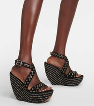 Alaia Embellished suede wedge sandals