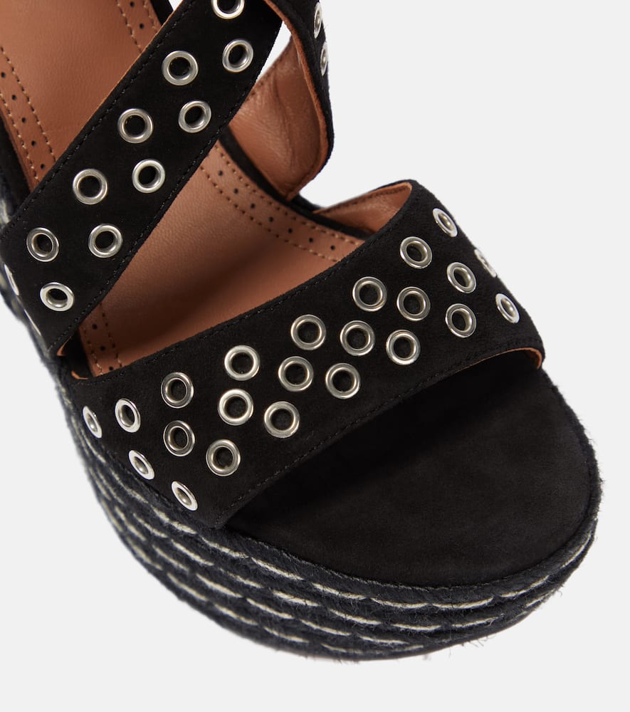 Alaia Embellished suede wedge sandals