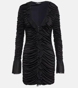 Blumarine Deep V-neck ruched minidress