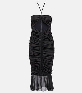 Blumarine Ruched jersey midi dress