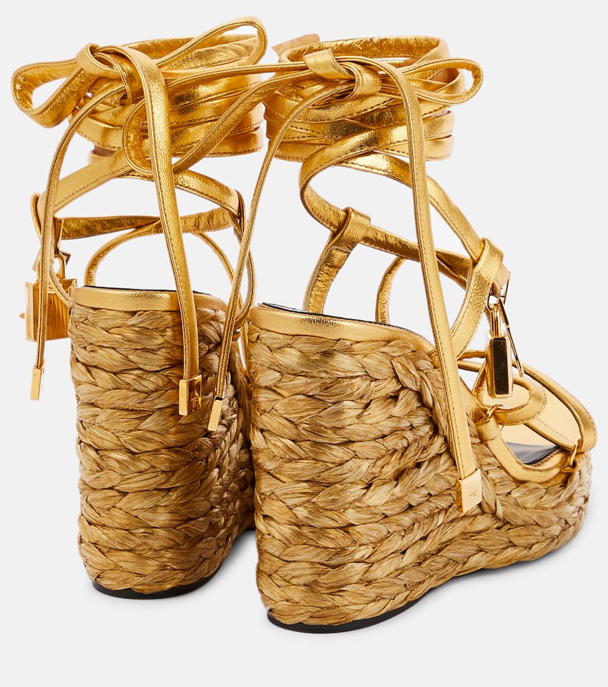 Tom Ford Padlock leather wedge sandals