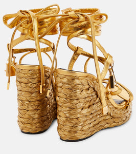 Tom Ford Padlock leather wedge sandals