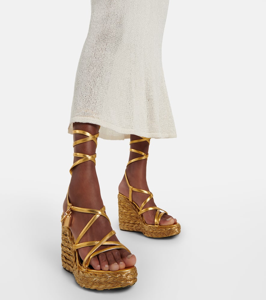 Tom Ford Padlock leather wedge sandals