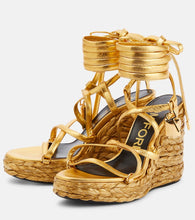 Tom Ford Padlock leather wedge sandals
