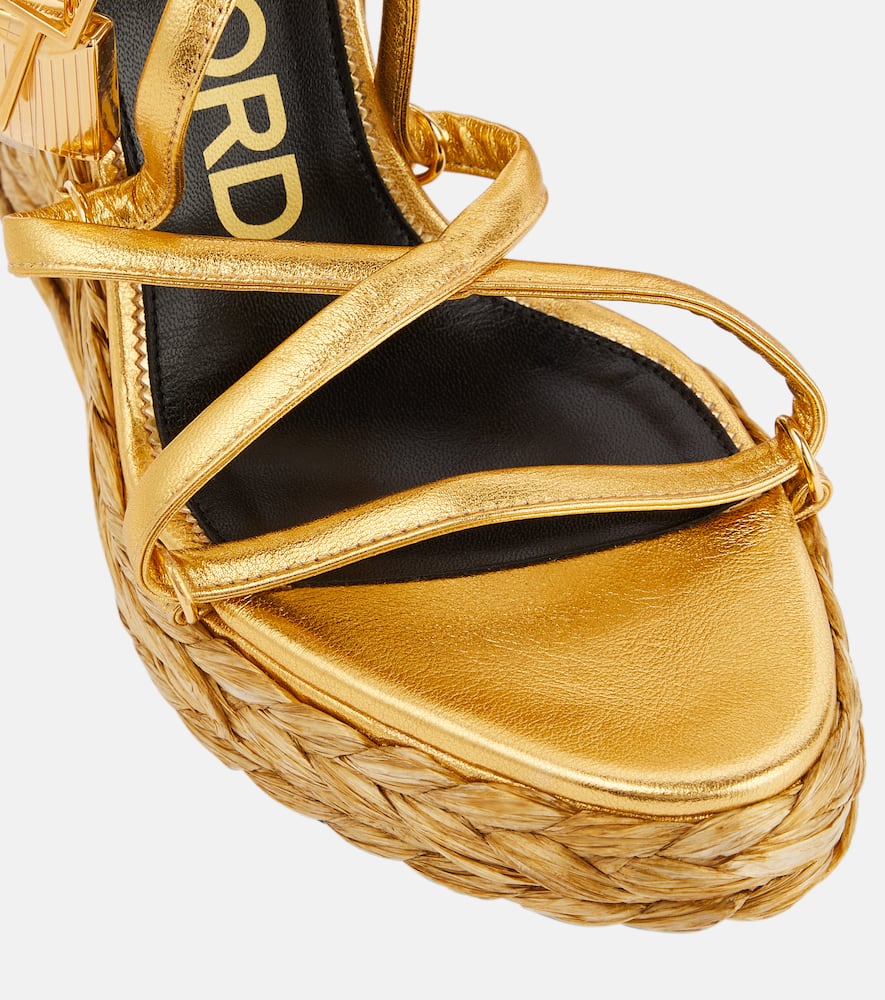Tom Ford Padlock leather wedge sandals