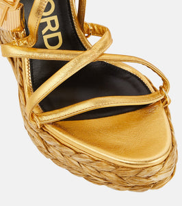 Tom Ford Padlock leather wedge sandals