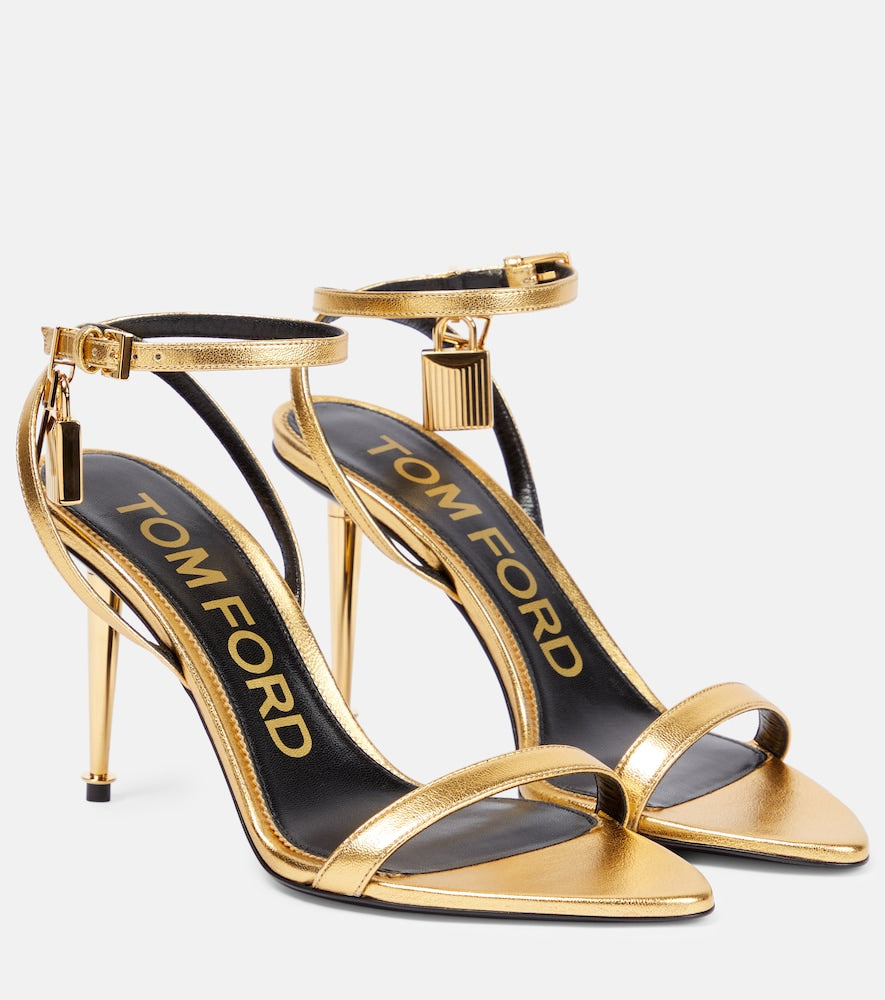 Tom Ford Padlock metallic leather sandals - Tom Ford Padlock 金属皮革凉鞋