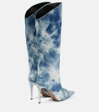 Alexandre Vauthier Tie-dye denim knee-high boots