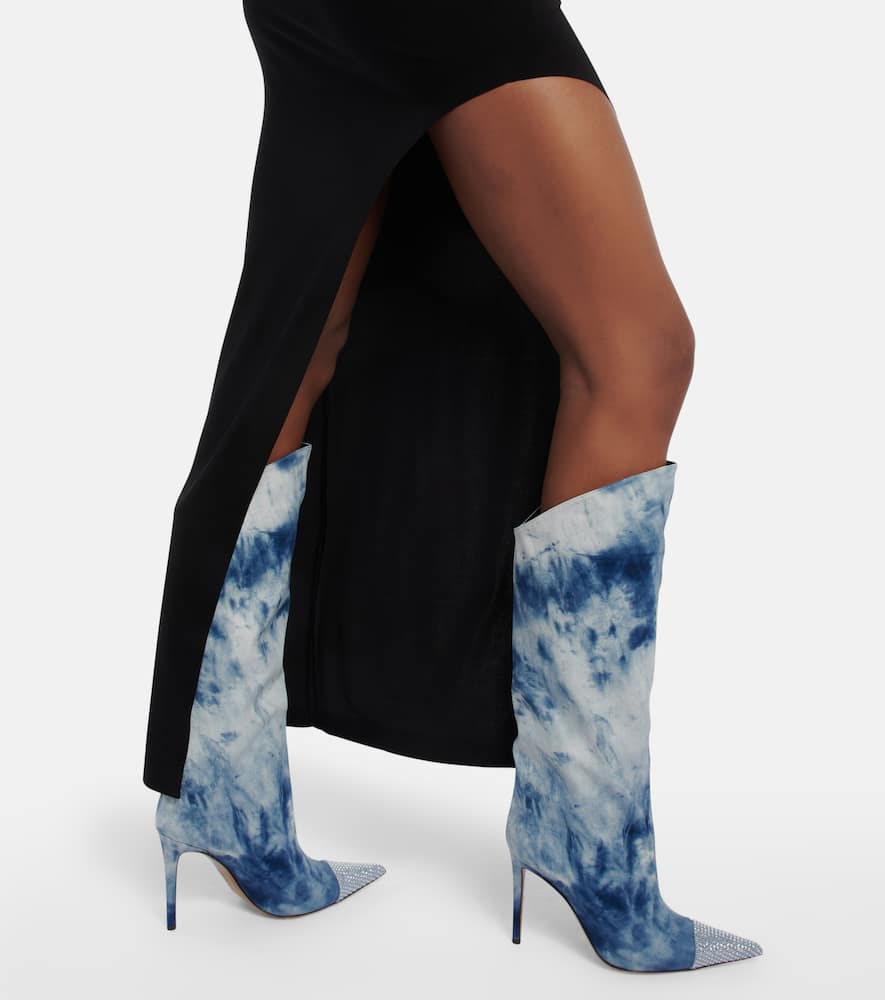 Alexandre Vauthier Tie-dye denim knee-high boots