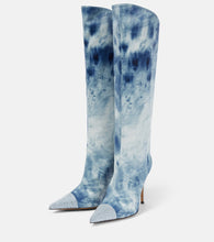 Alexandre Vauthier Tie-dye denim knee-high boots