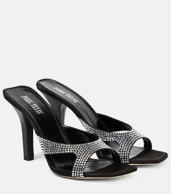 Paris Texas Kate embellished satin mules