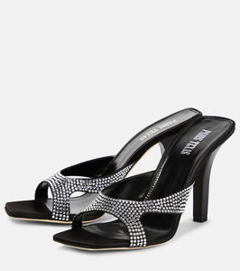 Paris Texas Kate embellished satin mules