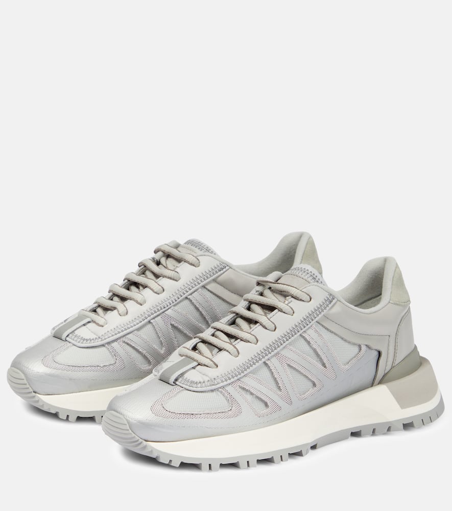 Maison Margiela Leather-trimmed low-top sneakers