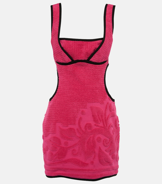 Marine Serre Jacquard cutout cotton minidress