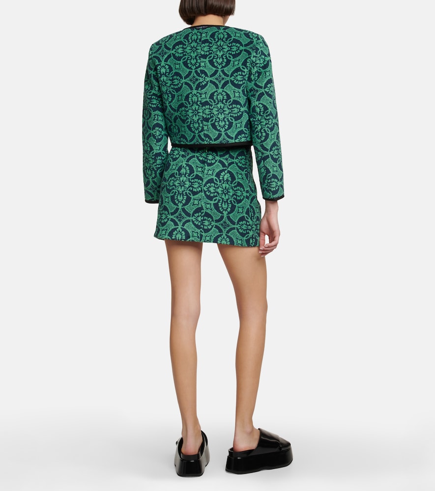 Marine Serre Jacquard cropped cotton jacket