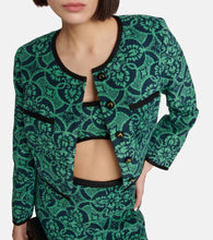 Marine Serre Jacquard cropped cotton jacket
