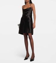 Saint Laurent Cowl-neck silk slip dress