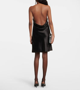 Saint Laurent Cowl-neck silk slip dress
