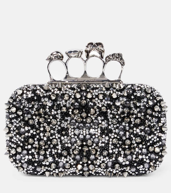 Alexander McQueen Knuckle embellished leather clutch. Shop Alexander McQueen Clutches for women now.