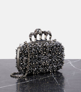 Alexander McQueen Knuckle embellished leather clutch