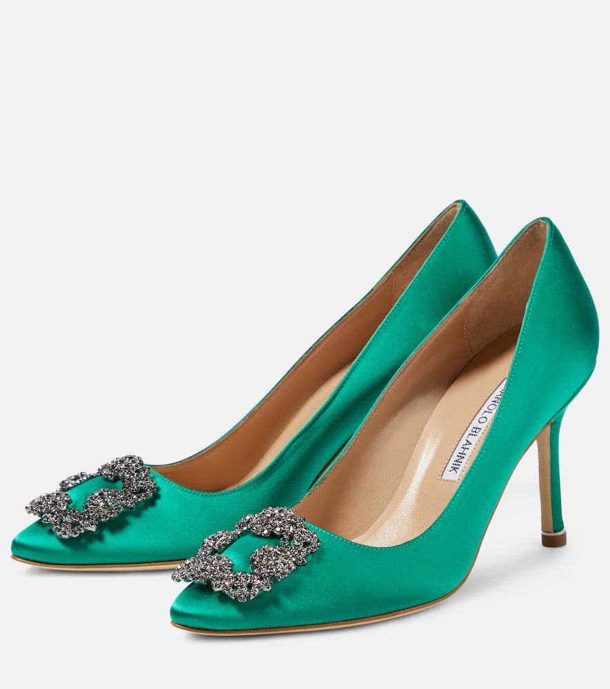 Manolo Blahnik Hangisi embellished satin pumps