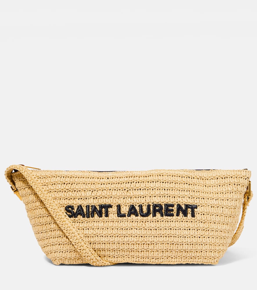 Saint Laurent Le Rafia logo shoulder bag. Shop Saint Laurent Shoulder Bags for women now.