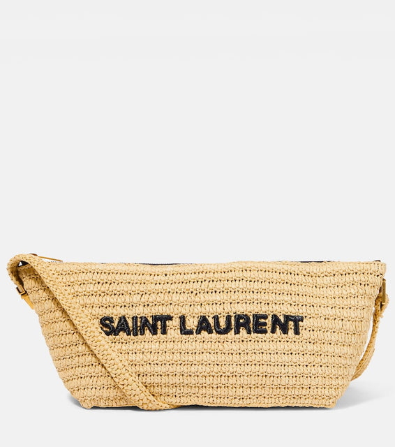 Saint Laurent Le Rafia logo shoulder bag. Shop Saint Laurent Shoulder Bags for women now.