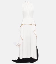 Victoria Beckham Cutout halterneck satin and crêpe gown