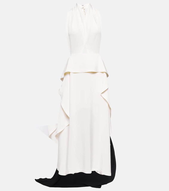 Victoria Beckham Cutout halterneck satin and crêpe gown