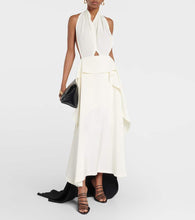 Victoria Beckham Cutout halterneck satin and crêpe gown