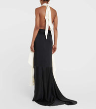 Victoria Beckham Cutout halterneck satin and crêpe gown